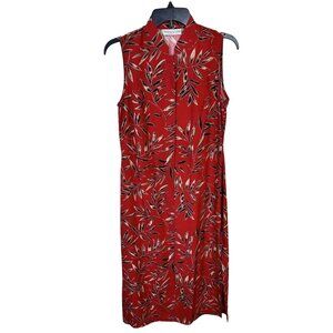 Vintage Valarie Stevens Womens Red Silk Maxi Sheath Dress Mandarin Collar Size 4